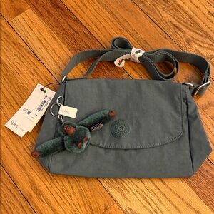 Kipling Teal Crossbody Bag with Monkey Key Charm